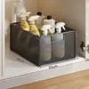 Estante de almacenamiento para debajo del fregadero, caja de almacenamiento de gabinete de baño de estilo abierto, cesta desplegable debajo del lavabo del baño, cesta divisoria de artículos