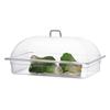 Caja de comida acrílica de plástico cubierta antipolvo bandeja rectangular transparente Plato de exhibición para buffet plato para pan y pastel