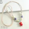 Colgante de Cerámica de Oso Corto Colorido Cadena de Suéter Tejida a Mano Nicho Joyería para Estudiantes Artísticos Cadena para Clavícula Venta al por Mayor