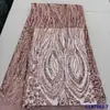 Vestido Estilo Francês Bordado com Lantejoulas, Tecido de Renda para Vestido de Noiva, Tecido de Renda com Lantejoulas para Noiva