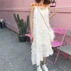 Tecido para Conjunto de Saia Fashion Jacquard Preto e Branco + Chiffon Vazado com Ilhós Pena de Pavão Floral