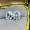 Venta al por mayor de fábrica explosiones aretes naturales de aguamarina plata S925 incrustados piedra principal 5*7 vendiendo Europa y Estados Unidos una generación de cabello