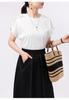 Comercio Exterior Estilo Japonés Original Algodón Mercerizado de Un Solo Brillo Cuello de Una Línea Hombros Descubiertos Manga Corta Holgado Casual Fino Camiseta Top para Mujer