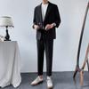 Traje de verano de manga media para hombre, novedad de 2023, traje informal de siete mangas, elegante traje de color liso para hombre.
