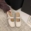 Zapatos Mary Jane Casuales de Punta Cuadrada para Mujer 2026 Primavera y Verano Nuevos Sandalias Cerradas de una Sola Correa Estilo Británico Retro Planas