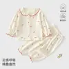 Traje de Bebê para Primavera e Outono com Manga Longa Renda Roupa de Casa Macacão Longo para Engatinhar Menina Traje Dividido Estilo Doce