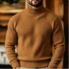 2026 Outono/Inverno Transfronteiriço Novo Suéter Masculino Simples de Cor Sólida Tricô Moda Jovem Casual Gola Alta Camisa Básica