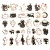 Accesorios para Joyería de Aleación con Goteo de Aceite Hechos a Mano Colgante de Gato Gatito Blanco y Negro Pulsera Collar Pendientes Colgante W478