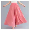 Falda Pantalón de Algodón y Lino de Gran Tamaño Estilo Literario Mori Girl Rakuten 2024 Cintura Elástica Lino Color Sólido Estilo Étnico Falda Pantalón de Gran Oscilación