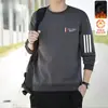 Moletom masculino com forro de fleece, novo modelo outono e inverno 2025, gola redonda, caimento solto, sem capuz, blusa de manga longa masculina, moderno
