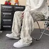 Pantalones de Chándal Estampados de Pierna Recta de Pana Nuevos de Primavera y Otoño para Hombre, Tendencia High Street, Holgados, con Caída, Pierna Ancha, Casual
