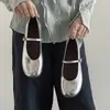 Zapatos Mary Jane de nicho, alta gama, para mujer, perfectos con faldas, nueva colección de verano 2026, negros, con una sola tira, punta redonda y apertura poco profunda