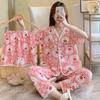 2025 Celebridad de Internet Nuevo Pijama Ins para Mujer Verano de Tres Piezas Manga Corta Shorts y Pantalones Se Puede Usar Fuera Conjunto de Ropa para el Hogar