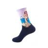 Calcetines Divertidos de Moda Novedosos Talla 37-44 Calcetines de Longitud Media para Hombres y Mujeres Calcetines Rústicos Calcetines de Algodón Calcetines de Pintura al Óleo Flor Real