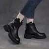 Botines Chelsea retro de cuero genuino con suela gruesa para mujer, nueva colección otoño/invierno 2026, botines versátiles de corte ajustado, botines estilo Martin británicos para mujer