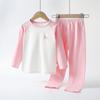Traje de Ropa Interior de Lycra para Niños Nuevo 2024 Costuras de Color Sólido Algodón Niños y Niñas Ropa de Otoño Ropa para Niños Pequeños y Medianos Pijamas