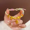 Pulsera tejida con cuentas chapadas en oro de gato lindo kt de tendencia en Tiktok para mujer, pulsera exquisita de Hello Kitty dulce de lujo ligero