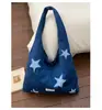 2026 Nova Bolsa Tote Bordada Céu Estrelado Estilo Coreano de Ombro Único para Axila para Estudantes Femininas para a Aula Bolsa de Mão Simples para o Dia a Dia