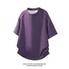 Top de Verano de Marca Tendencia, Diseño Deconstruido High Street Americano, Parches con Cremallera, Cuello Redondo, Holgado Casual, Hombro Normal, Manga Corta