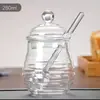 Suministros del Fabricante Tarro de Miel de Vidrio Transparente con Tapa Palillo Mezclador de Vidrio Sello Creativo para Tarro de Miel Botella de Vidrio