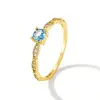 Anillo de Plata de Ley 925 Estilo Japonés Lujo Ligero Zircón Aguamarina para Mujer, Joyería de Anillo de Gama Alta Transfronteriza Europea y Americana Estilo Ins