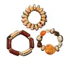Pulseras Retro de Acrílico con Perlas Europeas y Americanas con Diseño Exagerado, Pulseras Apilables Versátiles de Perlas Irregulares y Piedra de Lava para Mujer