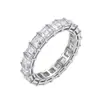 Anillo de Fila Completa de Diamantes Cuadrados Chapado en Oro Real Libro Rojo Pequeño Anillo de Alto Grado de Nicho Anillo de Dedo de Lujo Ligero para Mujer Dropshipping