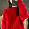 Suéter de punto grueso cálido para mujer, de cuello alto medio retorcido en forma de diamante, adelgazante, para ir al trabajo, otoño e invierno, Nuevo, manga larga, 100% lana