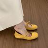 Sapatilhas de Ballet Retro de Camurça com Laço para Mulheres, Versátil e Não Cansativo, Sapatos de Noite Amarelos de Solado Macio para o Dia a Dia