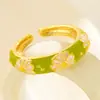 Anillo Circular de Moda Exquisito Retro Europeo y Americano Microincrustado Colorido Diseño Versátil Flor Anillo para Mujer