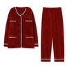 Pijamas de mujer otoño e invierno de forro polar coral grueso con forro polar de franela para el hogar, ropa de invierno rojo brillante, año de nacimiento