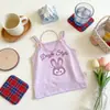 Conjunto de Chaleco y Camiseta de Tirantes para Niña Estilo Europeo y Americano Nuevo de Verano, Conjunto Infantil Casual de Pantalones Cortos y Falda con Dibujos Animados Ins para Bebé