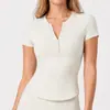 Camisetas Deportivas Transfronterizas, Camisas Henley Ajustadas, Ropa de Entrenamiento de Yoga de Manga Corta con Cuello Redondo, Camisetas Casuales de Running para Fitness de Secado Rápido
