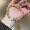 Pulseira de Franja com Contas de Ametista Natural e Cristal Pulseira de Luxo Leve High-End Nova Moda Chinesa Joia para Mulheres