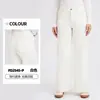 Calça jeans boca larga cintura alta feita sob medida para mulheres, alta elasticidade, controle de barriga, modeladora, justa, versátil com bolsos, adequada para fitness e uso casual