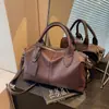 Bolso de Hombro Piel Suave Retro Color Sólido Textura Casual Cruzado Gran Capacidad Temperamento Versátil Viaje Bolso para el Commuter