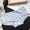 [80-120] 524 Seda de Hielo estampado lindo tiro bajo bolsa de ropa interior para mujer cadera con taladro ropa interior para mujer tiro bajo