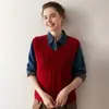 Essencial para Camadas ~ Colete Tricotado de Cashmere 100% Puro com Decote V Torcido para Mulheres, Colete para Usar por Baixo e Top Emagrecedor para Usar por Cima