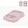 Prato de jantar de silicone para bebê novo de fábrica, conjunto de talheres com ventosa grande, 8 peças, prato de jantar de silicone com tema de carro de desenho animado para crianças