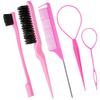 Pente de Cabeleireiro Amazon Escova de Sobrancelha Pente para Mechas Bicolor Pente de Cabelo Plástico de Três Fileiras Pente de Cabelo com Ponta para Pentear Cabelo Óleo para Cabelo