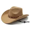Sombrero Vaquero Occidental de Gamuza Felpa Estilo Étnico Sombrero de Mezclilla Sombrero Retro de Ala Enrollada Sombrero de Copa Sombrero para Adultos Sombrero Protección Solar