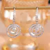 Aretes circulares de diamantes completos de estilo vintage francés con aros colgantes de zirconia de múltiples capas, accesorios para fiestas