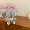 Pendientes de Perlas Redondas de Arroz con Borla de Concha y Patrón de Flores de Estilo Étnico Retro, Pendientes Versátiles con Gancho para la Oreja para Mujer