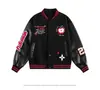 Chaqueta de Béisbol Bordada de Manzana Amarilla Ropa de Abrigo Hombres y Mujeres Otoño 2025 Nuevo Holgado BF Marca Americana de Tendencia Chaqueta