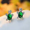 Estilo Caliente Europeo y Americano Juego de Tres Piezas de Piedras de Colores Accesorios de Joyería de Simulación Piedra Colorida Collar de Tortuga Pequeña Anillo Pendientes Mujeres Venta al por Mayor