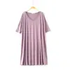 Comercio Exterior Primavera y Verano Nuevo Vestido Camiseta de Longitud Media Manga Media Talla Grande Bata de Noche Pijama de Modal Talla Grande Adicional