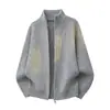 2026 Outono/Inverno Transfronteiriço Novo Suéter de Tricô Masculino Cor Sólida Gola Alta Zíper Duplo Tamanho Plus Moda Casual Jaqueta Cardigan