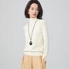 Suéter Pulóver 100% Lana Otoño e Invierno Moda Casual Cuello Alto para Mujer con Puños Exquisitos, Color Sólido, Capa Base Sencilla y Cálida