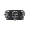 Pulsera de cuero con remaches punk europea y americana, pulsera de cuero punk de calavera oscura, joyería rock rap