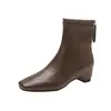 Botas Martin con forro polar otoño e invierno 2026, 6 cm de aumento interno de altura para mujeres petite, punta cuadrada, cremallera trasera, botines ajustados para mujer